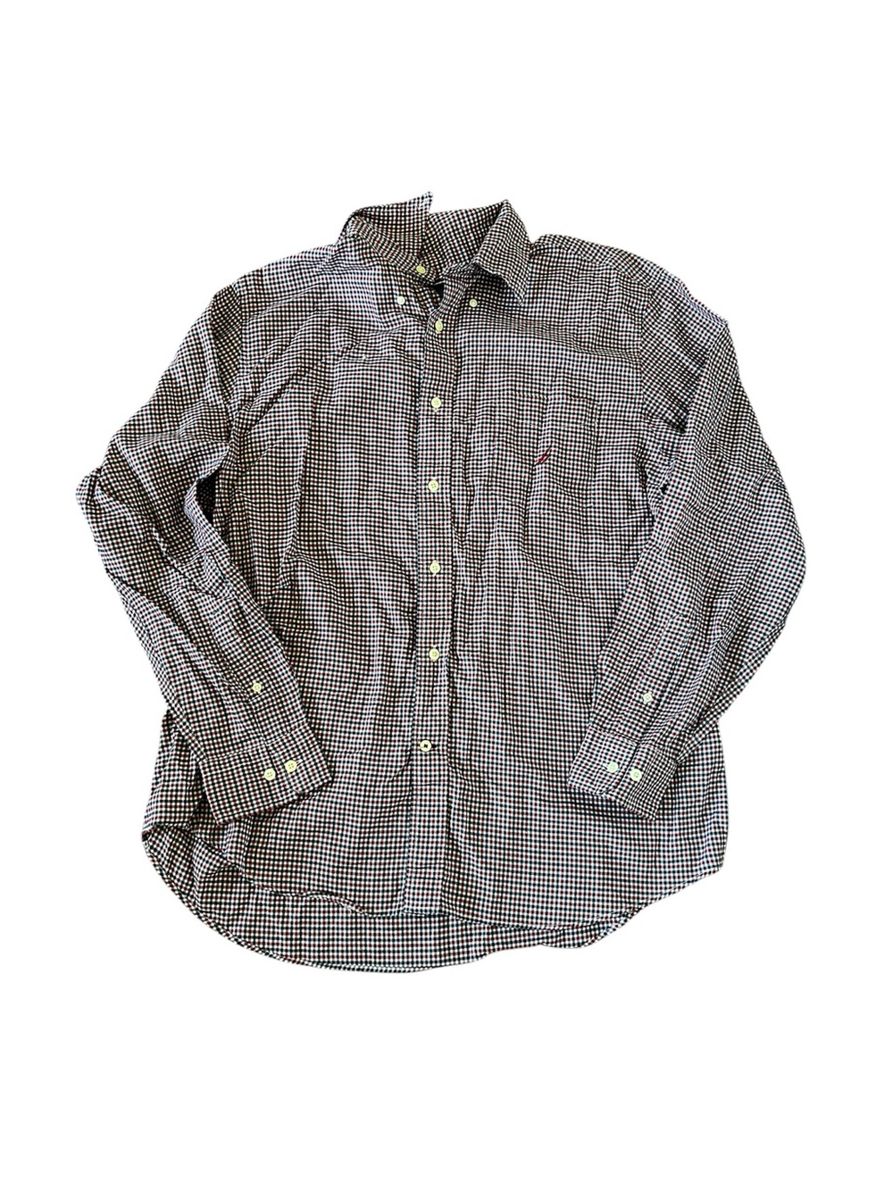 Nautica Black & White Gingham Button-Down Shirt